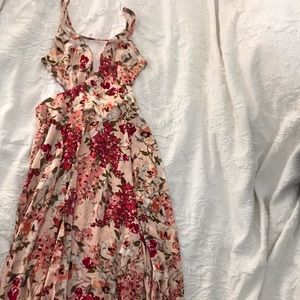VICI Backless Satin Floral Dress